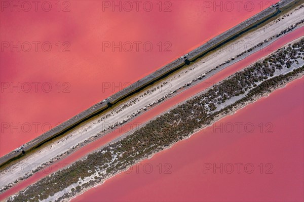 Aerial view of a salt works with road