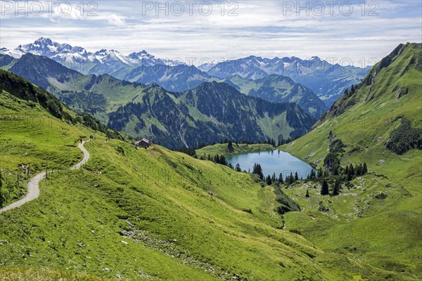 View of Seealpsee and Allgaeu Alps