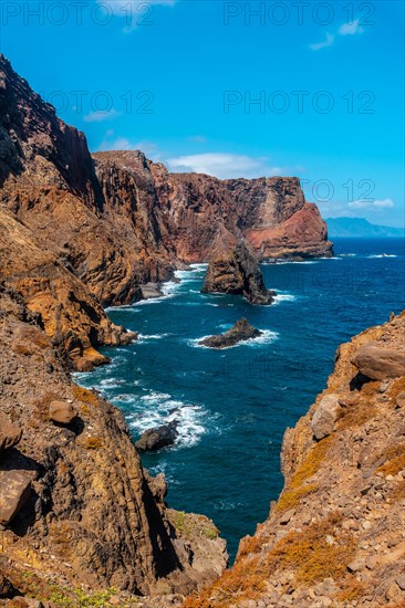 Colorful rock formations at Ponta de Sao Lourenco