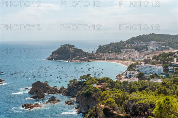 Aerial view of Tossa de Mar in summer