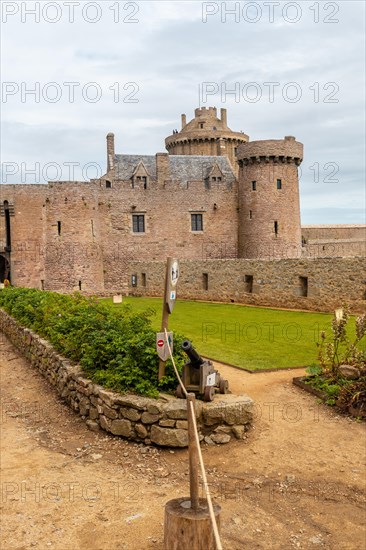 Gardens inside the castle Fort-la-Latte by the sea at Cape Frehel and near Saint-Malo