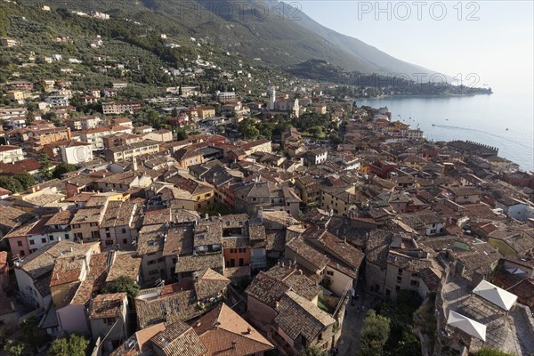 View over the roofs of the old town to Lake Garda