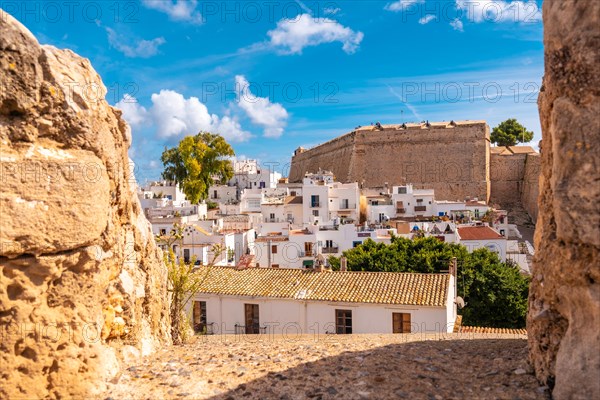 Looking at the city from the castle wall of Ibiza Town