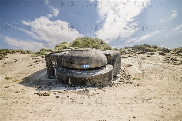 Destroyed bunkers in the dunes of Dunkirk