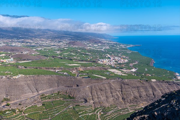 View from above of the town of Tazacorte on the island of La Palma