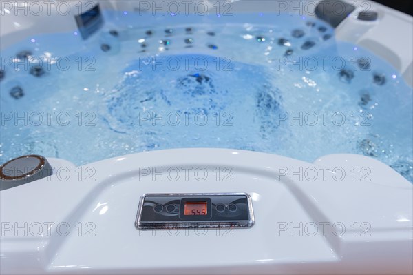 Ultra-modern swimming pool with Jacuzzi function. Mid shot