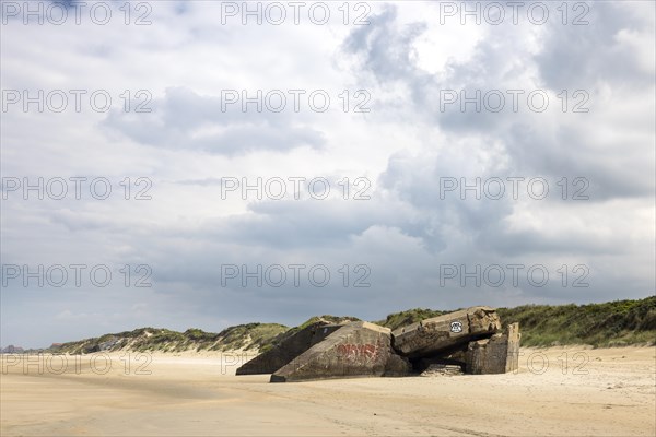 Destroyed bunkers in the dunes of Dunkirk