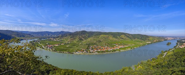Panorama of Danube section with Duernstein