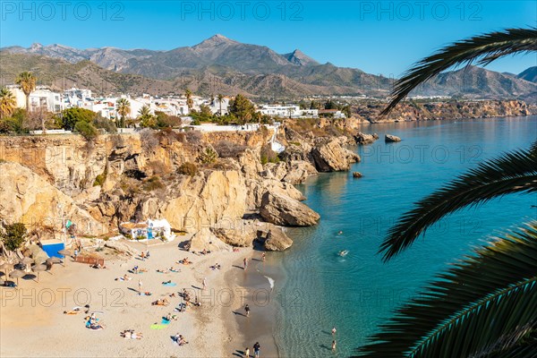 Looking from the Balcon de Europa the Calahonda beach in the town of Nerja