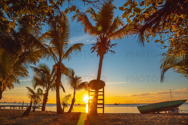 Beautiful sunset on West End beach on Roatan Island. Honduras