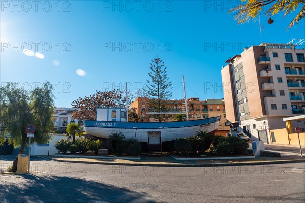 Famous boat from a famous series in a tribute roundabout