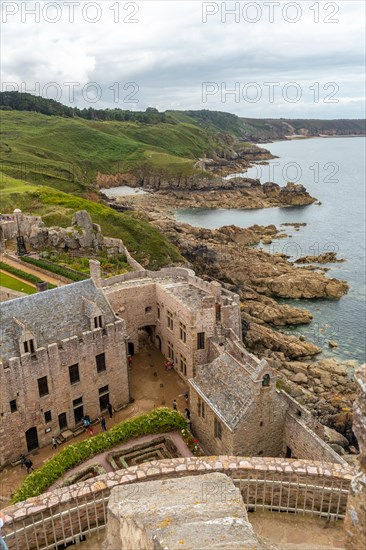 Aerial view of Fort-la-Latte by the sea at Cape Frehel and near Saint-Malo