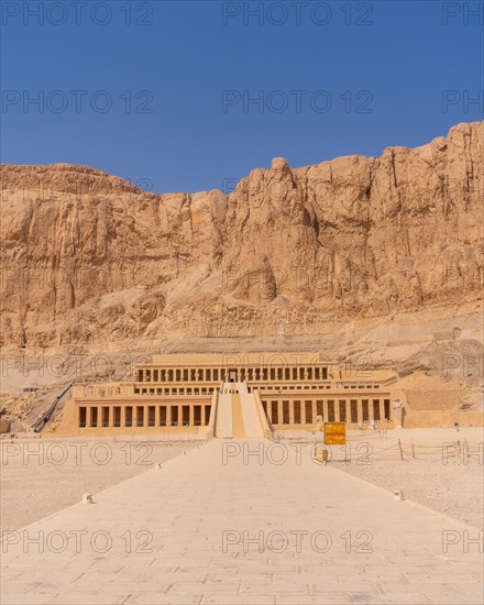 Hatshepsut's Funerary Temple in Luxor without people on the return of Tourism to Egypt after the coronavirua pandemic