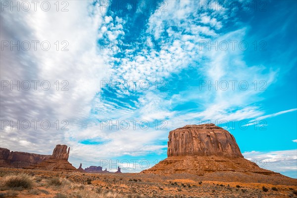 Fantastic view of the Monument Valley National Park in Three Sisters. Utah