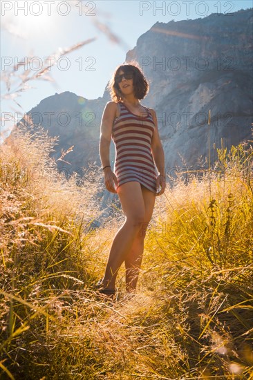 A tourits woman in Yosemite valley. California