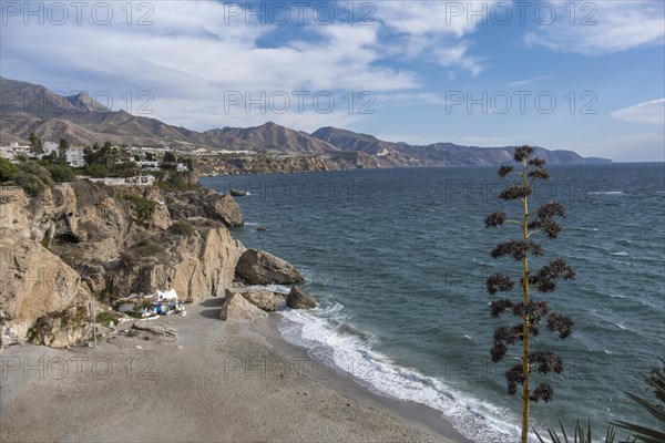 View from the Balcon de Europa to the beach Playa de la Calahonda