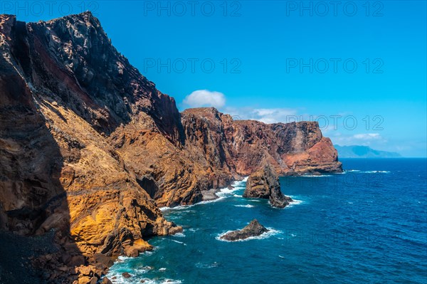 View from the viewpoint of the rock formations at Ponta de Sao Lourenco