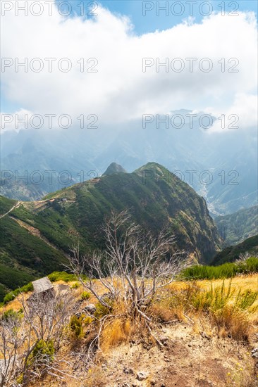 Miradouro Lombo do Mouro in a mountain viewpoint of Madeira in summer. Portugal