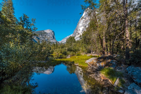 Landscape in Mirror lake and its reflections