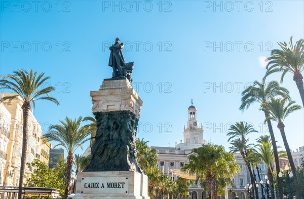 Town Hall Square and Monument to Segismundo Moret in the city of Cadiz. Andalusia