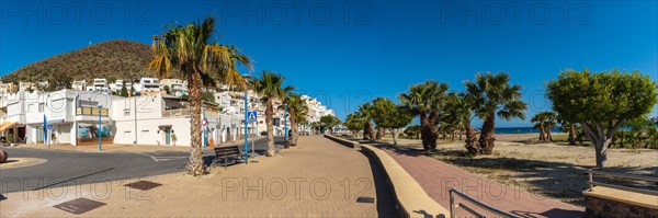 Panoramic view of the promenade next to San Jose beach in the town of Nijar