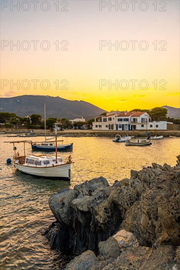 Sunset from the beach of Platja De S'arenella in Cadaques