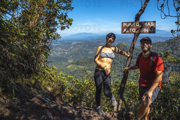 A couple in The highest point called Sinai of the Cerro Azul Meambar National Park