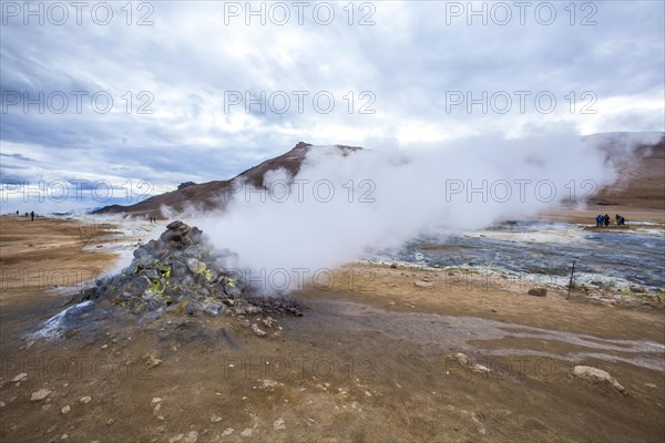 Smoke steamers in Myvatn park. Iceland