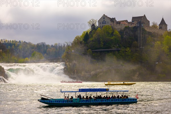 Rhine Falls and Tourist Boat with the Castle Laufen at Neuhausen