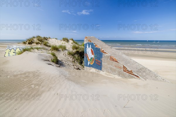 Destroyed bunkers in the dunes of Dunkirk