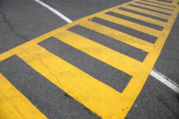 Street markings on a pedestrian crossing