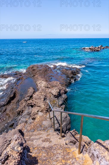 Stairs to go down to the sea at Abama beach on the west coast of Tenerife
