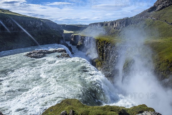 Gullfoss waterfall lookout in the golden circle of south of Iceland