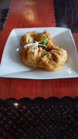 Deep fried jiaozi dumplings called zha jiao or potsticker
