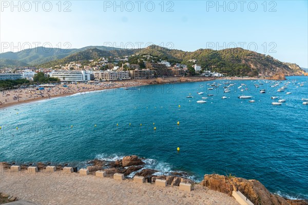 View of the town of Tossa de Mar in summer from the castle