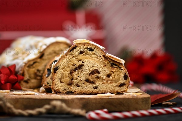 Slice of German Stollen cake