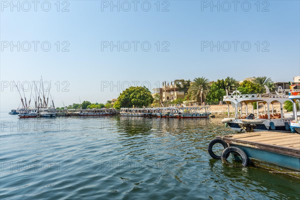 View of the surroundings of the city of Luxor from the Nile. Egypt