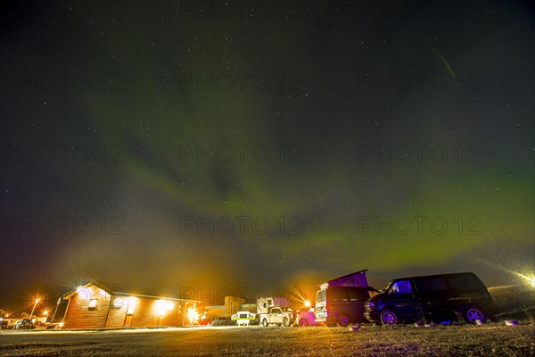 Green lights of the beautiful Northern Lights on the Reykjanes peninsula in southern Iceland