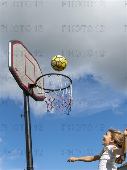 Basketball Jump with the ball to the basket and net