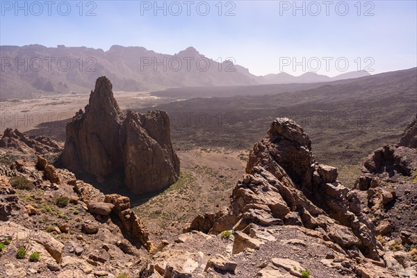 The mountain of the Cathedral between the Roques de Gracia and the Roque Cinchado in the natural area of Teide in Tenerife