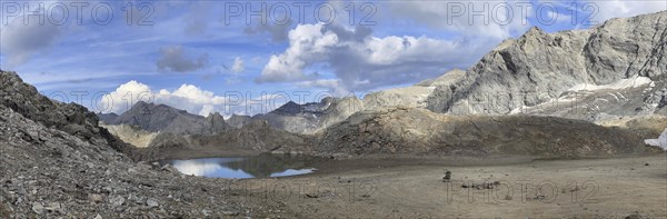 Mountain lake and pass summit