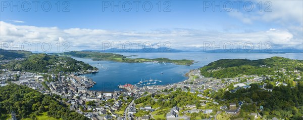 Aerial panorama of the harbour town of Oban