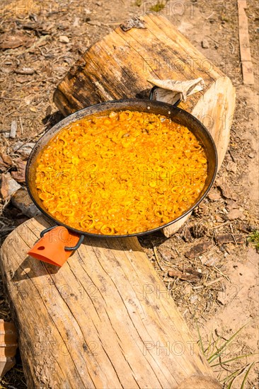 Valencian paella made on wood and vegetable embers