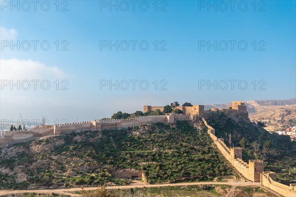 View from the viewpoint of Cerro San Cristobal de la Muralla de Jairan and the Alcazaba the town of Almeria