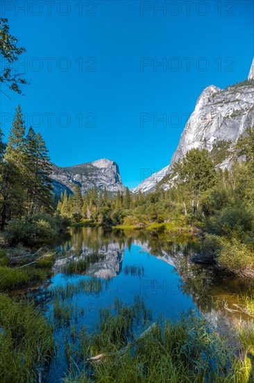 Landscape in Mirror lake and its reflections