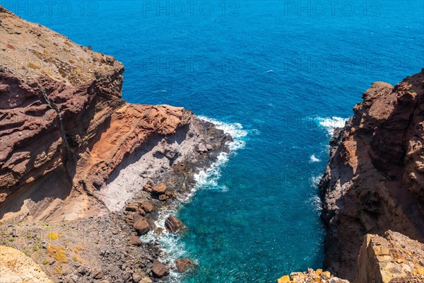 Beach and natural cove at Ponta de Sao Lourenco in summer