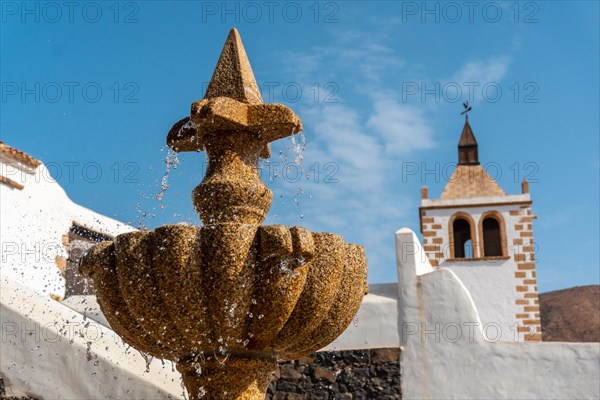 Detail of the water in the fountain next to the white church of Betancuria