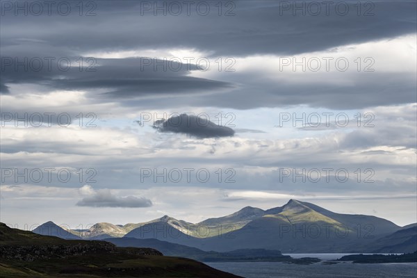 View over Loch Na Keal to the highest mountains of the Isle of Mull