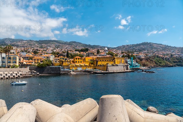 View of Forte de Sao Tiago fort on Funchal beach in summer. Madeira