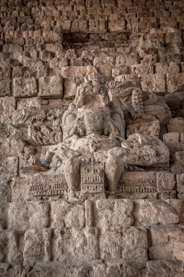 The stairs full of drawings of the temples of Copan Ruinas. Honduras